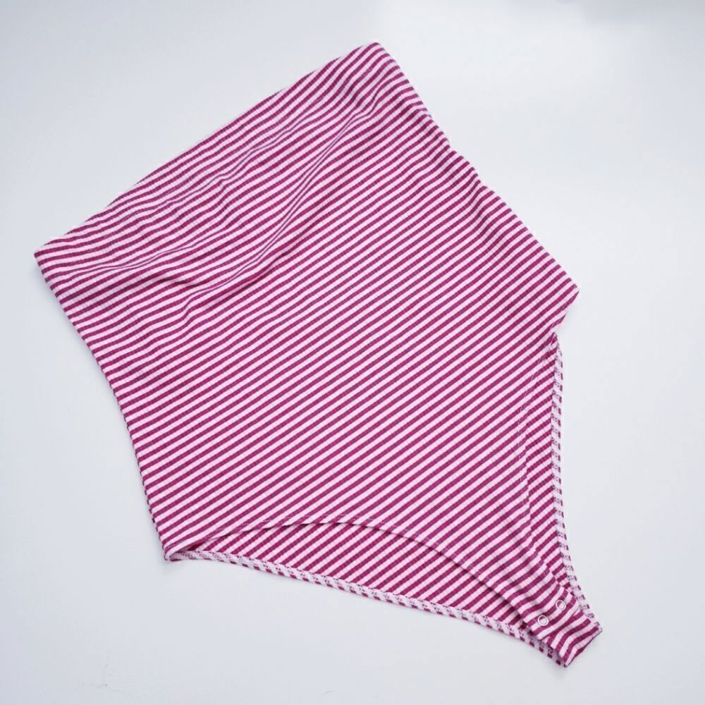 Forever 21 + Pink and White Strip Strapless Bodysuit